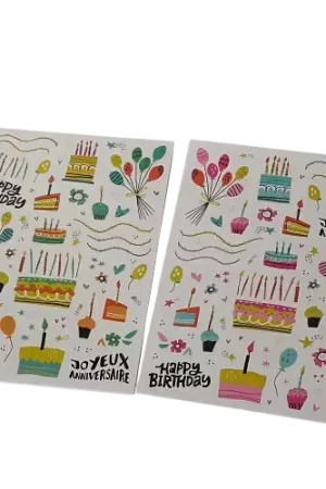 Gommettes « Joyeux Anniversaire » – 2 planches, 150 pièces Dernier Modèle