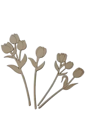 Acheter En Ligne Silhouettes tulipes en bois – x4 (15,5 à 22,5 cm)