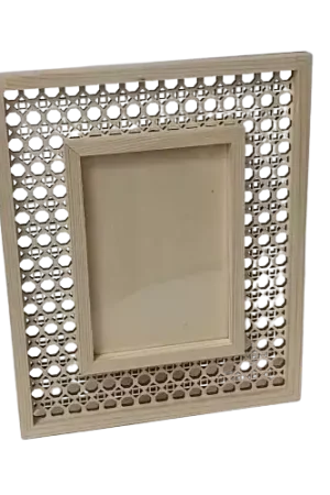 Satisfait Ou Remboursé Cadre photo décor cannage – Bois 25 x 20 x 1,4 cm (photo 10 x 15 cm)