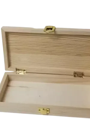Vente Directe Boîte rectangulaire en bois – fermoir doré 23 x 4,5 x 11,5 cm