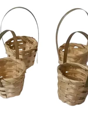 Quantité Limitée Lot de 4 Minis Paniers en Paille Tressée – 5,5 x 9,5 x 4,5 cm