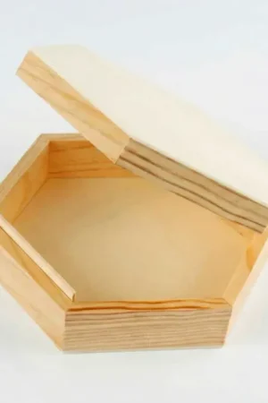 Boîte hexagonale en bois - 16 x 14 cm Livraison Express