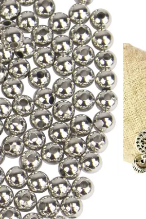 Bon Marché Perles rondes métallisées argentées - 1500 perles