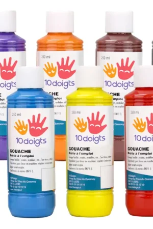 Super Prix Gouache 10doigts, 250 ml - 10 couleurs
