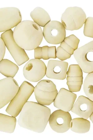 Satisfait Ou Remboursé Perles formes assorties en bois naturel - 70 perles