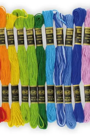 Achat Immédiat Echevettes de fils coton, couleurs vives - 20 bobines