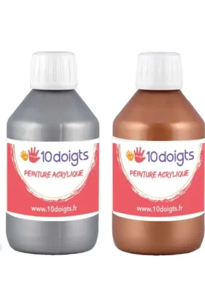 Expédition Rapide Peinture acrylique métal 10doigts, 250 ml - 4 couleurs