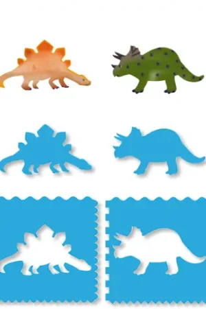 Prix Bas Pochoirs + silhouettes DINOSAURES - 4 pochoirs