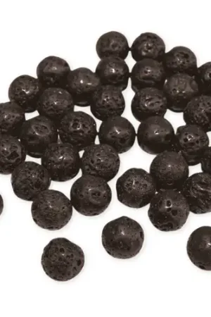 Authentique Perles de lave rondes - 30 pcs