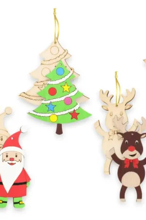 Soldes Suspensions de Noël en bois gravé - 6 pièces