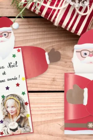 Kit cartes de vœux Père Noël "câlin" - 6 cartes Expédition Rapide