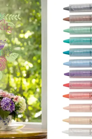 Crayons cire pour vitres - 12 pièces Populaire