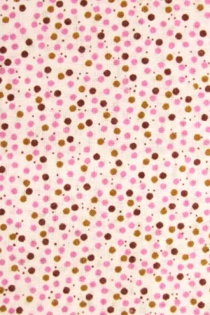 Coupon de tissu imprimé pois rose, marron - 43 x 53 cm Livraison Express