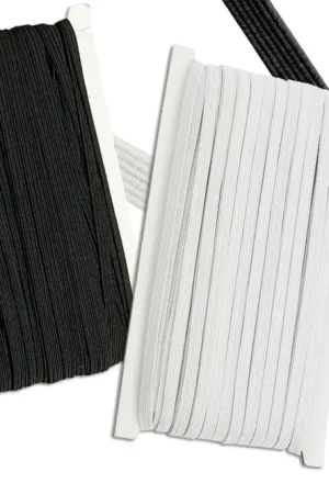 Authentique Fil élastique plat blanc ou noir - 50 m
