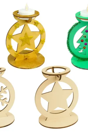 Bougeoirs en bois Noël - 3 pièces Haute Qualité