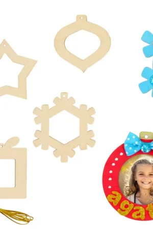 Suspensions cadres de Noël en bois - 6 pièces Nouvelle Collection