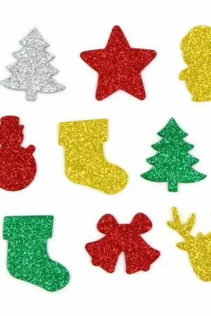 Stickers Noël en caoutchouc pailleté - 200 pcs Nouveauté