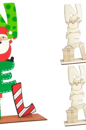 Nouvelle Collection Supports mot "Noël" + socle en bois - 4 pièces