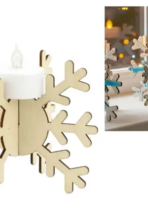 Must-Have Bougeoirs flocon en bois - 6 pièces
