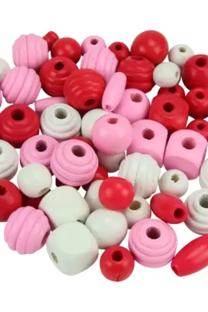 Perles en bois en camaïeu de rose - 70 perles Marque