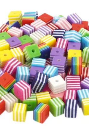 Meilleur Choix Perles cubes bayadère - Environ 130 perles