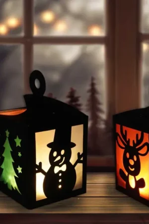 Commande En Gros Kit lanternes de Noël en papier vitrail - 4 pièces
