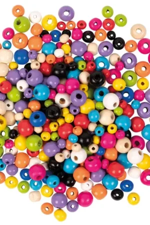 Perles en bois, tailles et couleurs assorties - 300 perles Retour Gratuit