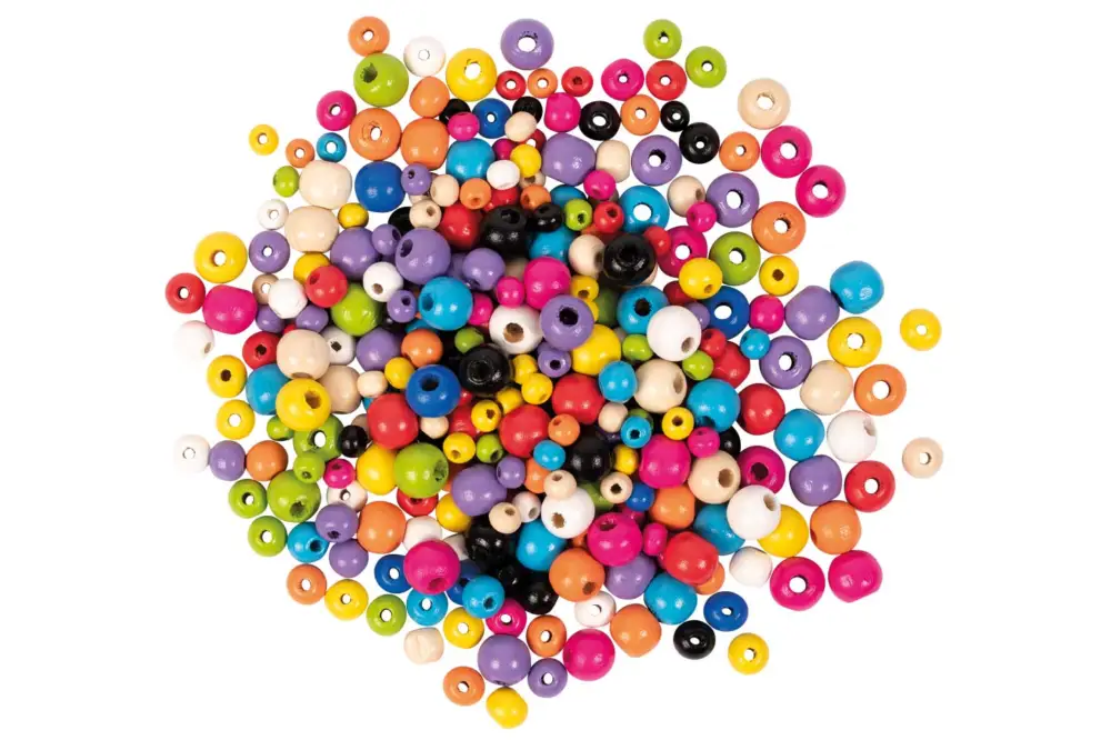 Perles en bois, tailles et couleurs assorties - 300 perles Retour Gratuit