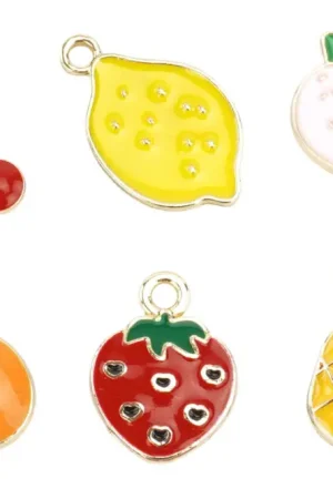 Charm's fruits en métal doré - 6 pièces Prix Cassé