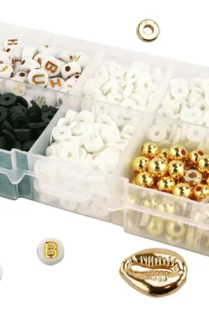 Coffret perles or, noir et blanc - 1000 perles Bon Marché
