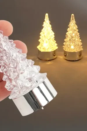 Authentique Sapins de Noël LED effet cristal - 4 pièces