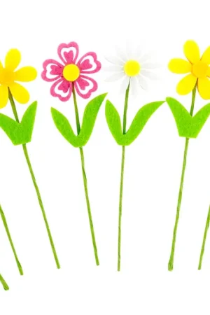 Super Prix Fleurs en feutrine sur tiges - 8 pièces