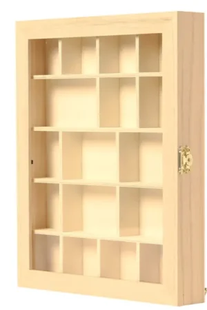 Soldes Coffret vitrine en bois - 17 casiers