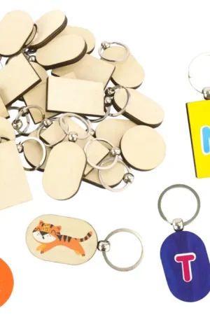 Expédition Rapide Porte-clés assortis en bois - 30 pièces