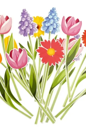 Fleurs en carte forte imprimées - 20 pièces Promotion Saisonnière