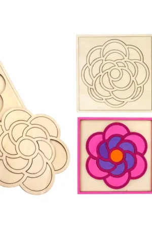 Tableaux puzzle fleurs en bois - 4 pièces Promotion Saisonnière