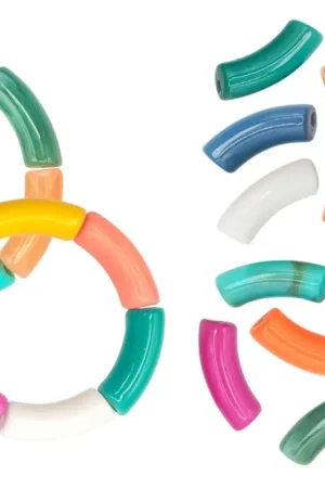 Perles acrylique tube incurvé - 15 pcs Pas Cher