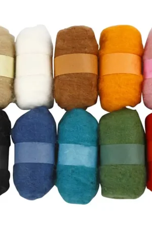 Acheter Direct Pelotes de laine cardée - 10 couleurs