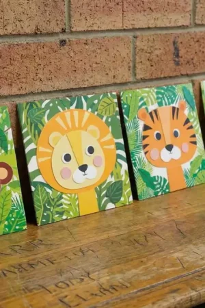 Tableaux animaux de la jungle - 4 pièces Authentique