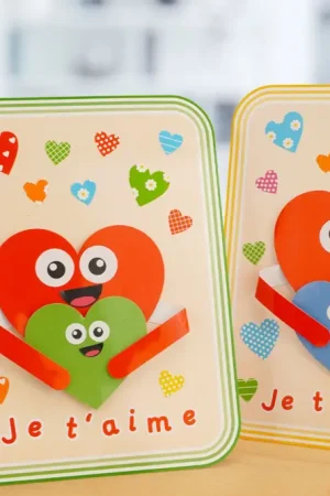 Super Prix Tableaux cœurs calin en carte - 4 pièces