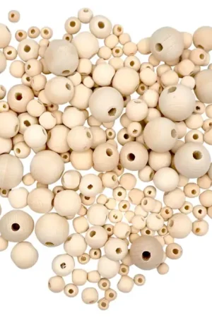 Perles rondes en bois - 385 pcs Offre Exclusive