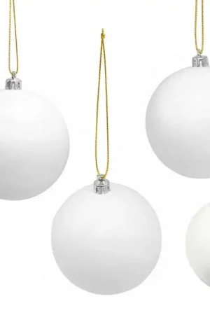 Boules de Noël blanche en plastique - Tailles au choix Commander Vite