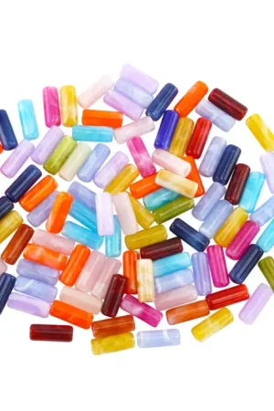 Seulement Aujourd'hui Perles tubes acrylique marbré - 100 pcs