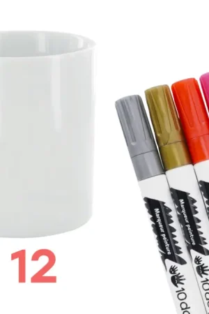 12 mugs en céramique + 6 marqueurs peinture Pas Cher
