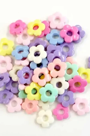 Perles acrylique fleurs pastel - 40 perles Offre Exclusive